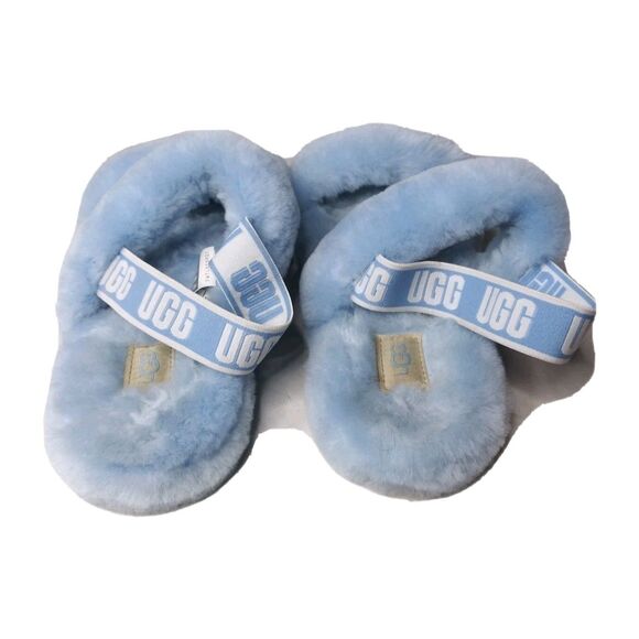 UGG Fluff  Oh Yeah Slides Sandals Women’s Size 5 Light Baby Blue Straps - Picture 5 of 7